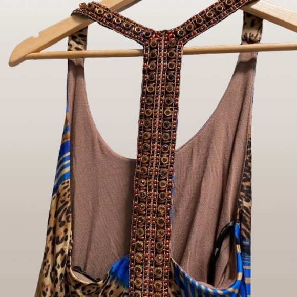 Sky Dionicia Embellished Beaded Halter Top Tunic Lined Boho Glam New Small - Picture 1 of 5